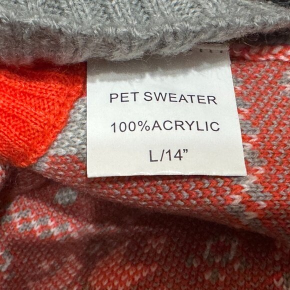 Blueberry Pet Dog Sweater, Turtleneck Knit Sweater, Fair Isle Reindeer Orange, L - Picture 11 of 13